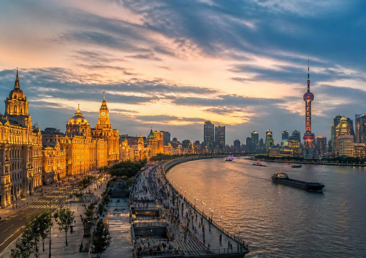 Shanghai, China — the Bund waterfront at dusk