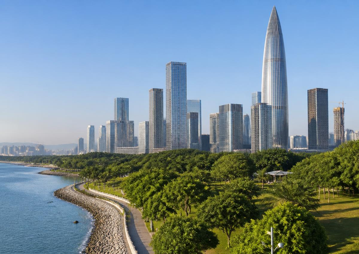 Shenzhen, China — Nanshan waterfront skyline
